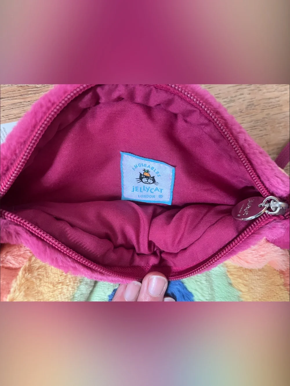 Jellycat Multicolor Plush Rainbow Crossbody Bag in Pink